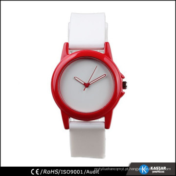 Relógio de pulso de silicone de quartzo deslig com marcação em branco para meninas